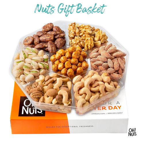 7 Oh! Nuts Variety Nuts Gift Basket - Healthy Food Assorted Nuts Gifts Baskets - Holiday Gourmet Gift Boxes - Gift Box
