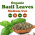 4 Food to Live - Organic Basil Leaves, Ounces Dried & Cut. Great for Pizzas, Pesto, Soups, Sauces, Salads and Herbal