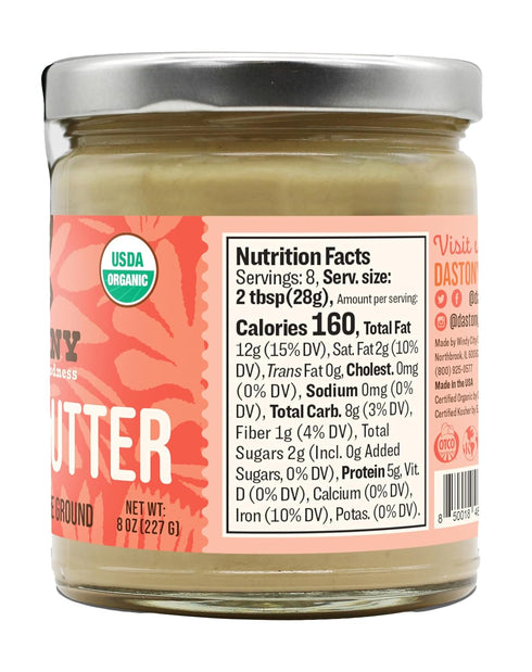 8 oz Pack 2 Dastony Organic Raw Cashew Nut Butter, | Only One Ingredient | Vegan, Paleo and Keto Friendly, Non GMO
