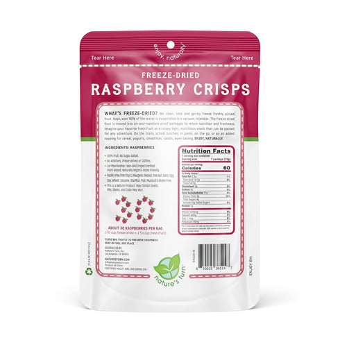 12 (0.53 oz Natures Turn Freeze-Dried Raspberry Crisps Healthy, Gluten-Free, Crispy & Delicious, Plant-Based Snack