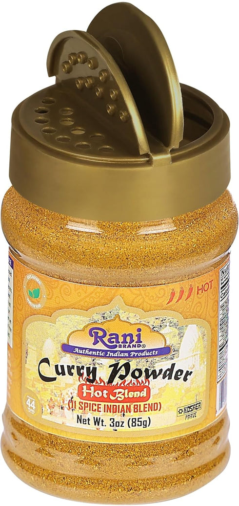Rani Curry Powder Hot, 11-Spice Authentic Indian Blend, 3oz (85g) PET Jar, All Natural
