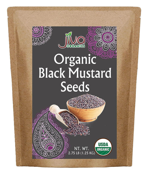 Jiva Organic Black Mustard Seeds Whole 2.75 Pound Bulk Bag - Non-GMO