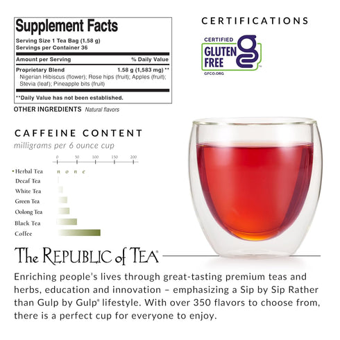 36-Count The Republic of Tea, Pineapple Lychee Hibiscus