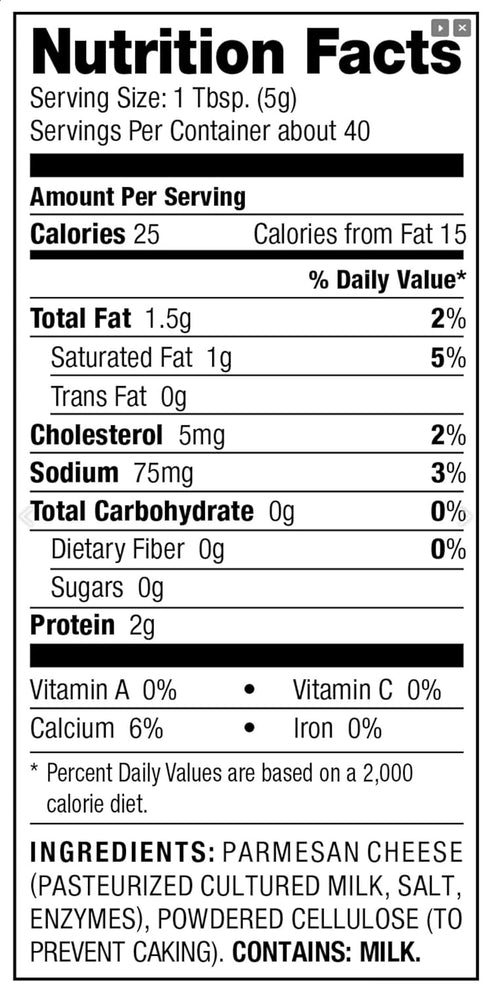 Andrew & Everett 7 oz Hormone Free Grated Parmesan Cheese, container