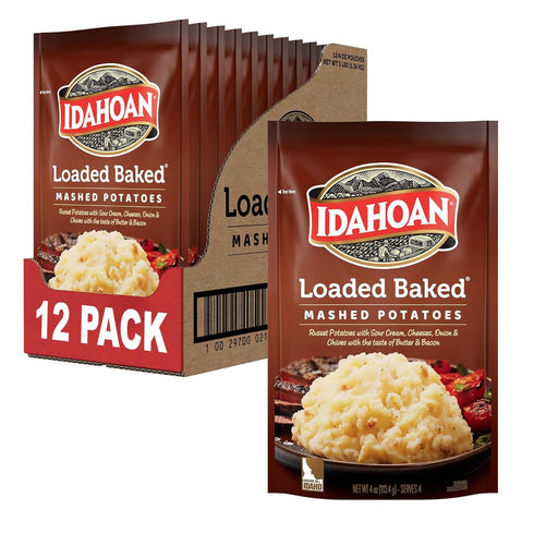 Idahoan Loaded Baked Mashed Potatoes, Naturally Gluten-Free, 100% Real Idaho Potatoes, 4