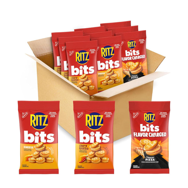 RITZ Bits Flavor Charged Sandwich Crackers Variety Pack, Snacks for Kids and