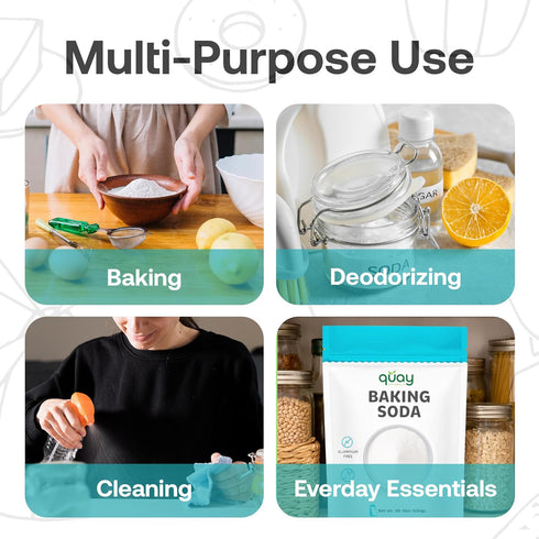 1lb Quay Naturals Pure Baking Soda - Aluminum-Free, Food-Grade, Multi-Purpose - For Baking, Cleaning & Deodorizing