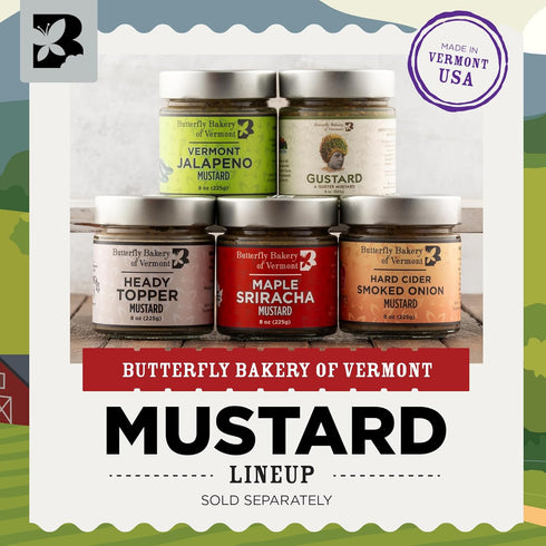 8 oz Butterfly Bakery of Vermont - Heady Topper Mustard - Bold, Gourmet Beer-Infused Mustard Made with Organic Yellow
