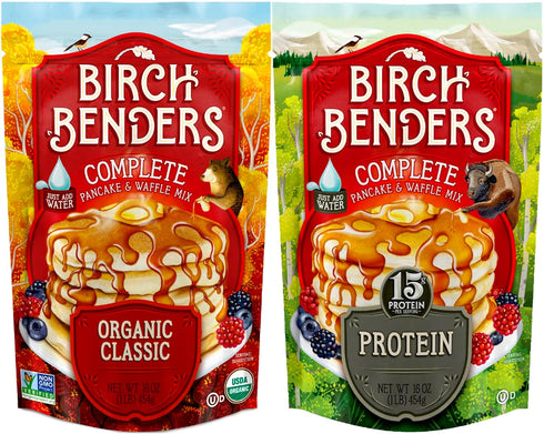 Birch Benders 2 Flavor Variety Pancake & Waffle Mix (Classic & Protein)