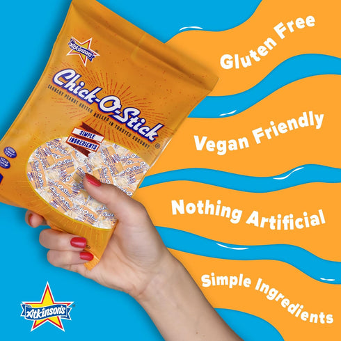 10oz Atkinson's Chick-O-Stick Nuggets Peanut Butter Coconut Candy Laydown Bag