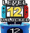 Level 12th Unlocked Cake Topper - 12th Birthday Level Up Game Theme Party Decorations for Kids