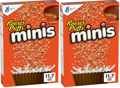 Reese's Puffs Minis Breakfast Cereal, Chocolate Peanut Butter Cereal, 11.7 OZ (Pack
