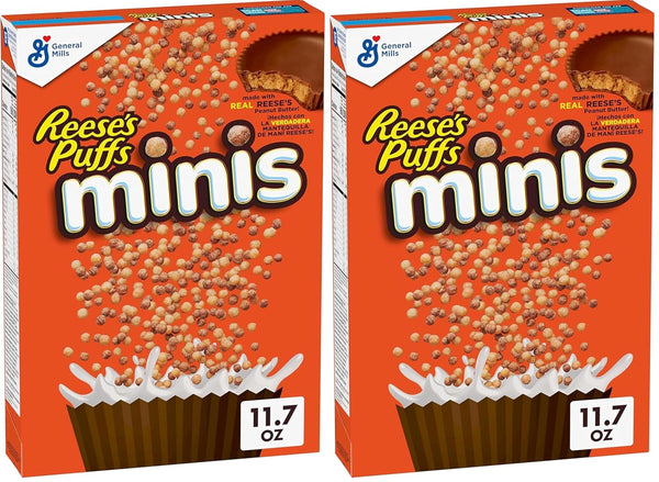 Reese's Puffs Minis Breakfast Cereal, Chocolate Peanut Butter Cereal, 11.7 OZ (Pack
