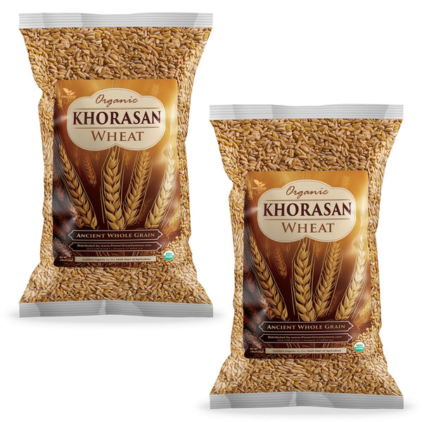 PowerGrow Systems Khorasan Wheat - 100% Certified Organic Khorasan Whole Wheat Grain by PowerGrow