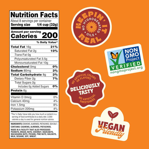 9 Back to Nature Premium Nut Mix - Cashew, Almond & Pistachio Blend, Dry Roasted with Sea Salt, Non-GMO High Protein