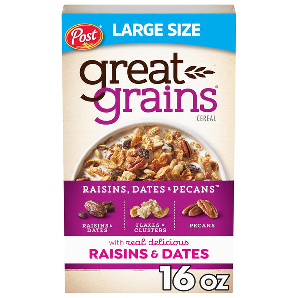 Great Grains Raisins Dates and Pecans Breakfast Cereal, Raisin Cereal with Sweet Dates and