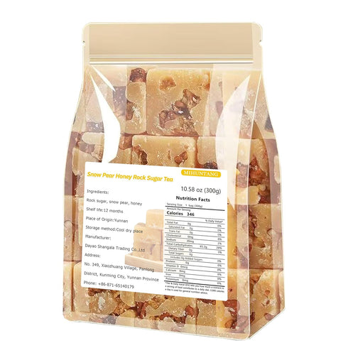 MIHUNTANG 10.58 oz/300g Snow Pear Rock Sugar Tea Sweet Pear Honey Rock Candy Yellow Lump Rock Sugar