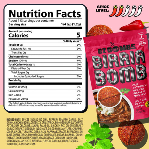Pack 2 EZ Bombs Birria Bomb Seasoning, of Authentic Mexican Spice Mix for Tacos, Burritos, Nachos, and Quesadillas Made