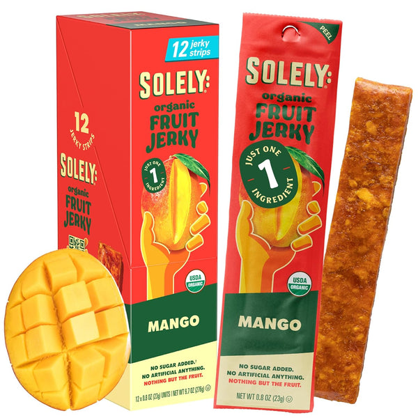 Solely - Organic Mango Fruit Jerky - 12 Individually Wrapped Fruit Strips