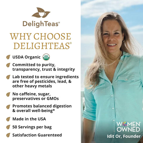 50 5oz DelighTeas Stomach & Liver Tea | Ayurvedic Herbal Blend for Digestion | Organic Milk Thistle, Fennel, Ginger