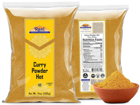 (11-Spice 14oz (400g) Rani Curry Powder Hot Authentic Indian Blend) ~ All Natural | Salt-Free | Vegan | No Colors |