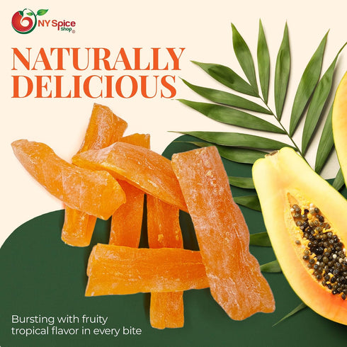 5 SO2 NY Spice Shop Dried Papaya Spears - Pound Dried Tropical Fruit Mix Papaya - Fruit Snack Papayas Spears