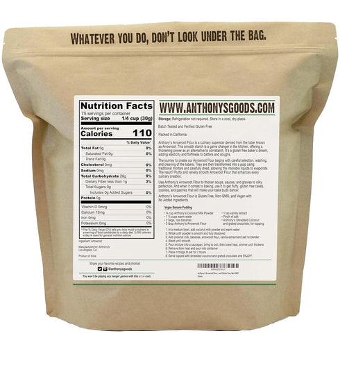 5 lb, Anthony's Premium Arrowroot Flour, Fine Powder, Gluten Free, Non GMO, Cornstarch Alternative