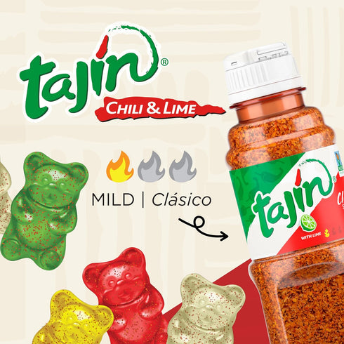 Gummy Gummies 2 oz 12 Pack Snak Club Tajin Bears, Assorted Fruit Candy with Chili and Lime Seasoning, Mild, Gluten-Free