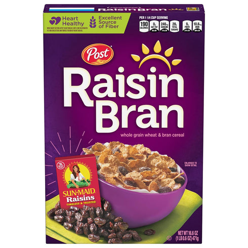 Post Raisin Bran Cereal, Made with Wheat and Bran Flakes and Sweet Sun-Maid