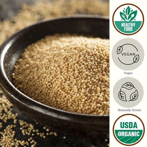 (4.8 lb) Amaranth Grain Organic - Amaranto Bulk Ancient Whole Grain Seeds - Great for Cereal, Flour | USA Grown | USDA