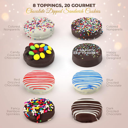 Empire Delights 20 Count Chocolate Cookies Birthday Gift Basket for Men and Women - Gourmet Chocolate Happy Birthday