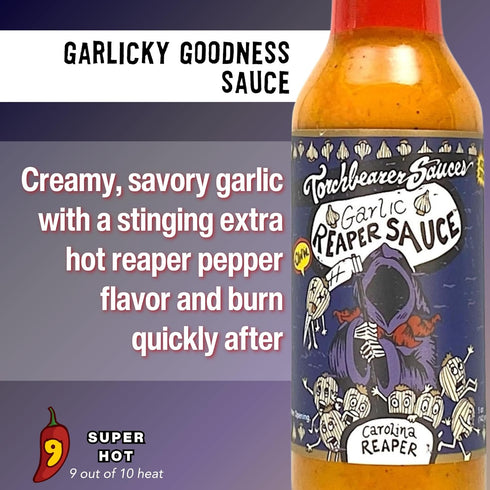 Set, 1.7oz 3 Pack Torchbearer Sauces Best-Sellers Mini Hot Sauce Gift - Zombie Apocalypse, Garlic Reaper, Son of Zombie