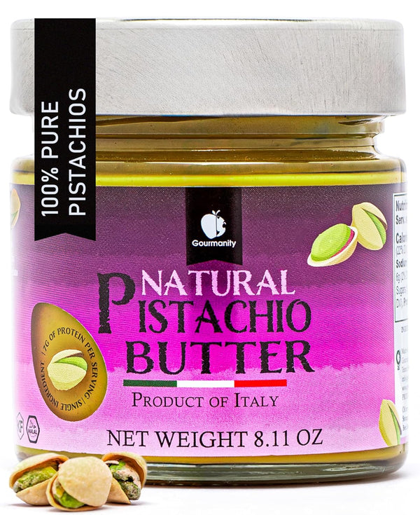Gourmanity Pure Italian Pistachio Butter Spread, 100% Nut Deliciousness, Gourmet Pistachio Paste