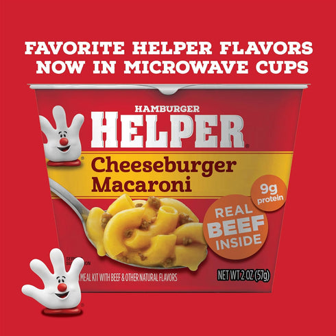 (2 oz 12 Pack) 4 Hamburger Helper Cheeseburger Macaroni Microwave Cup - No Artificial Flavors, Ready in Minutes, Quick