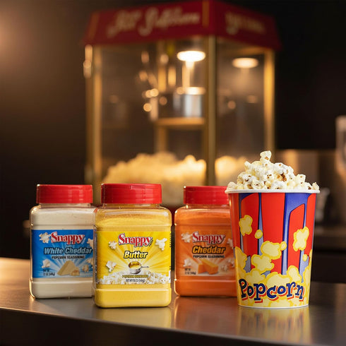 12 oz, 3 Count Snappy Popcorn Seasoning Variety Bundle, Butter, Cheddar Cheese, White Cheddar