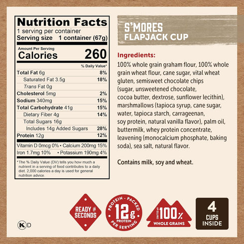 Pack Kodiak Cakes Protein Pancake On The Go Flapjack Cups Mix; Buttermilk, Chocolate Chip, & Smores Variety