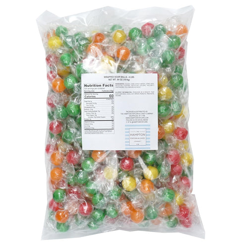 4 300 Assorted Sour Candy Balls, Pound Bulk Candy (Approx. pcs.), Individually Wrapped Old Fashioned Hard Candy, Fruit
