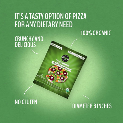 Wrawp 4 Pack Paleo Pizza Crusts Pizza Crusts - Spirulina (Raw, Vegan, Paleo, Gluten Free wraps) Wheat Free