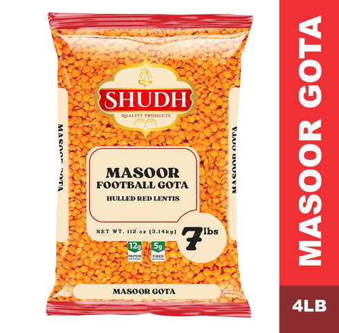 7lbs Shudh Masoor Malika, Football Lentil ~ All Natural | Vegan | Gluten Friendly | Non-Gmo