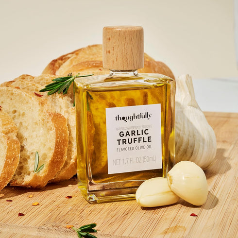 1.7 oz Set 3 Thoughtfully, Truffle Oil Trio, Includes Classic, Garlic, and Chili Truffle Infused Olive Oil in Glass