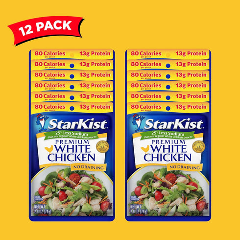 2.6 oz (Pack 12) StarKist Less Sodium Premium White Chicken - Pouch