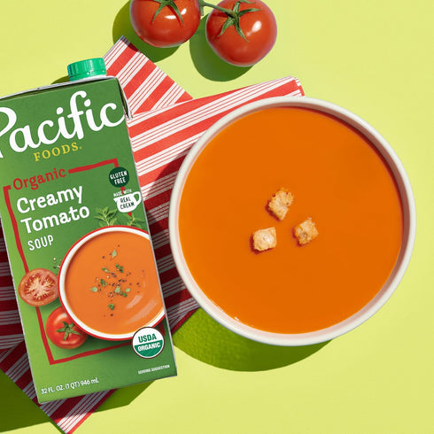 32 oz (Pack 12) Pacific Foods Organic Creamy Tomato Soup, Carton
