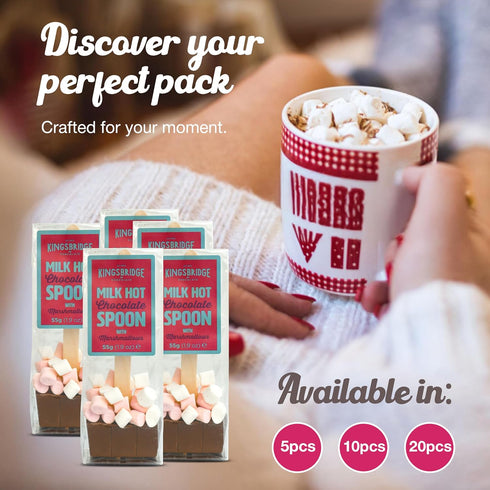 Kingsbridge Chocolate 10 Pack Kingsbridge Hot Chocolate Spoons - Belgian Milk Choc & Marshmallows, | Choc Block