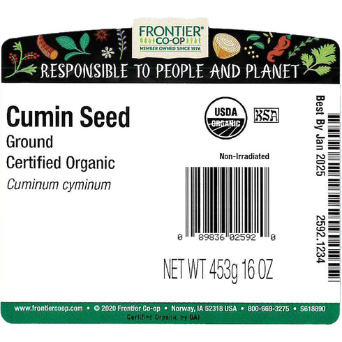 Frontier Herb Organic Ground Cumin Seed, 16 oz