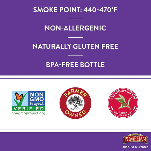 Pompeian Light Taste Olive Oil, Subtle Flavor for Frying & Baking, Naturally Gluten Free, Non-GMO, 32 FL. OZ.