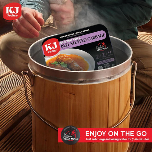 (3 Pack) KJ Poultry Kosher for Passover Gluten Free Meals, Beef Stuffed Cabbage Rolls in Gravy Prepared Entree Fully
