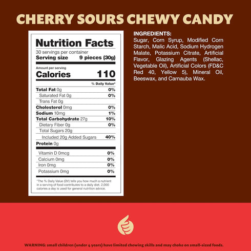 2-Pound Pack Cherry Sours | | Chewy Sweets | Old-Fashioned Delights