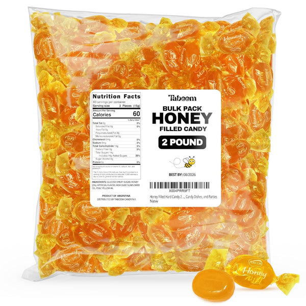 Honey Filled Hard Candy 2 Pound Holiday Candies - Bulk Pack Individually