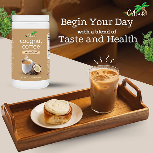 Packed 2-Pack CAcafe Coconut Coffee Unsweetened, Coconut Infused Colombian Coffee, No Added Sugar, Creamy Drink Mix