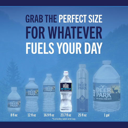 6 Pack 23.7 Oz Deer Park Spring Water, - Crisp Refreshing Taste - Fl Sports Bottle with Flip Cap